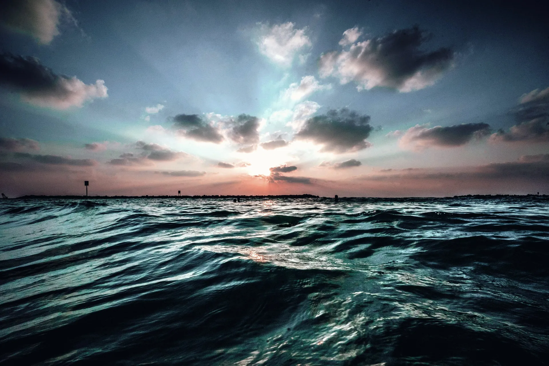 A clear horizon at first light